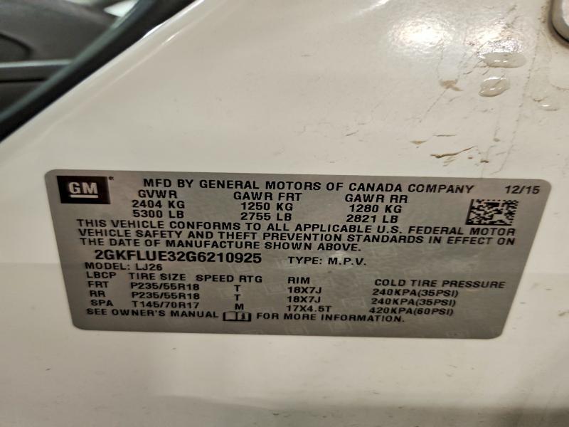 58573726 :رقم المزاد ، 2GKFLUE32G6210925 vin ، 2016 Gmc Terrain مزاد بيع