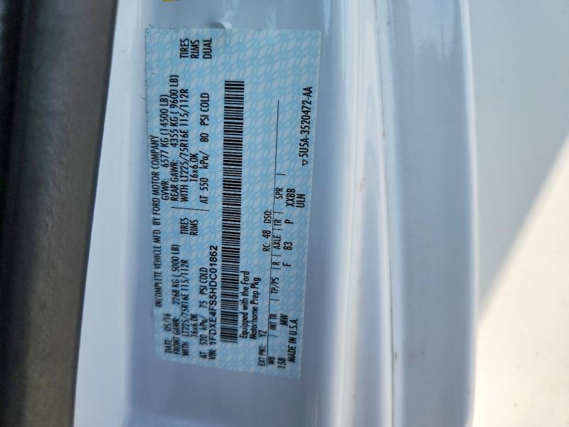 2017 Ford Sunseeker მანქანა იყიდება აუქციონზე, vin: 1FDXE4FS5HDC01862, აუქციონის ნომერი: 56499316