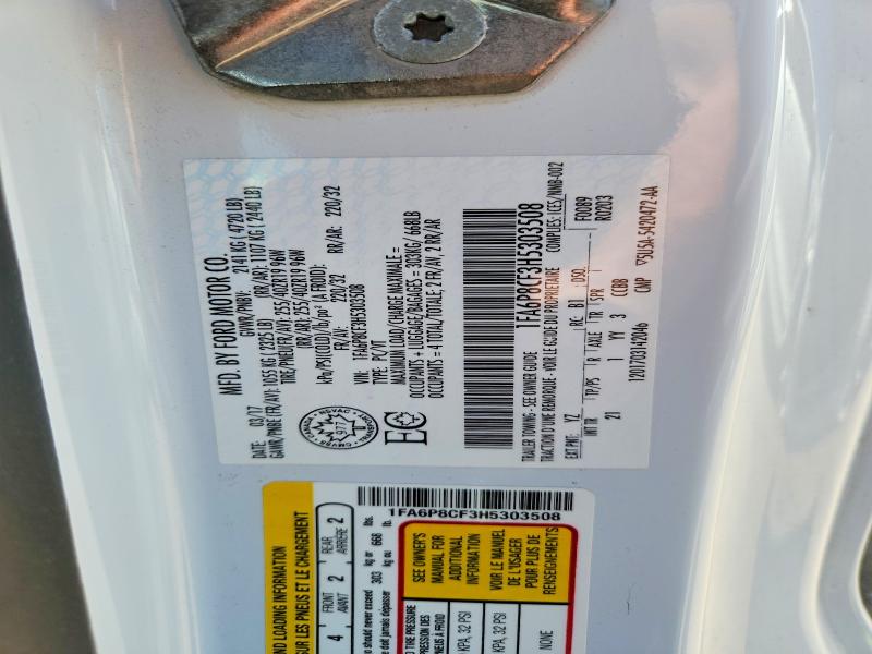 2017 Ford Mustang მანქანა იყიდება აუქციონზე, vin: 1FA6P8CF3H5303508, აუქციონის ნომერი: 55567886