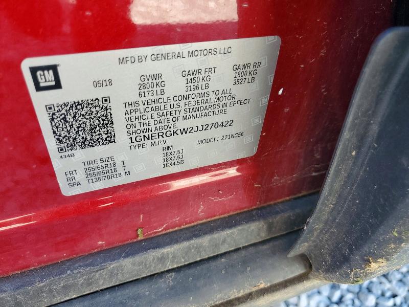 Aukcja sprzedaży 2018 Chevrolet Traverse, vin: 1GNERGKW2JJ270422, numer aukcji: 54976806