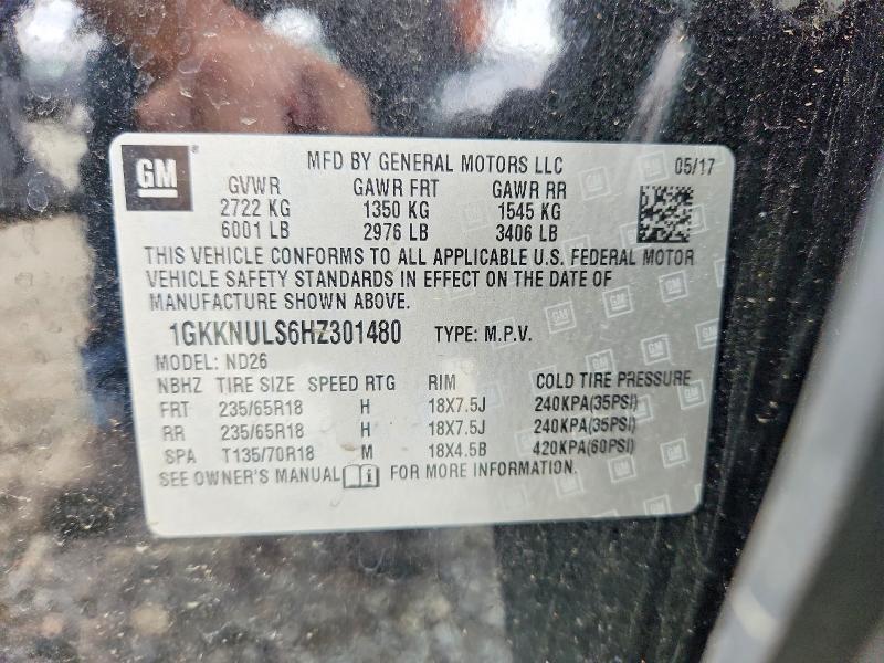Aukcja sprzedaży 2017 Gmc Acadia, vin: 1GKKNULS6HZ301480, numer aukcji: 57967176