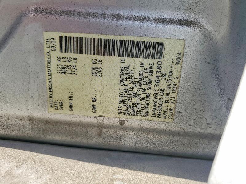 2020 Nissan Maxima მანქანა იყიდება აუქციონზე, vin: 1N4AA6CV6LC364380, აუქციონის ნომერი: 59145016