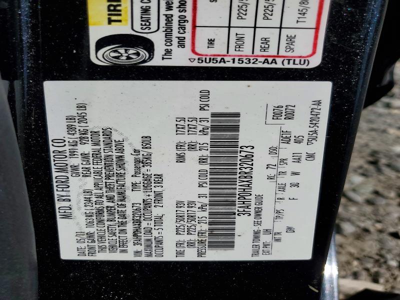 Aukcja sprzedaży 2011 Ford Fusion, vin: 3FAHP0HAXBR320673, numer aukcji: 57769516
