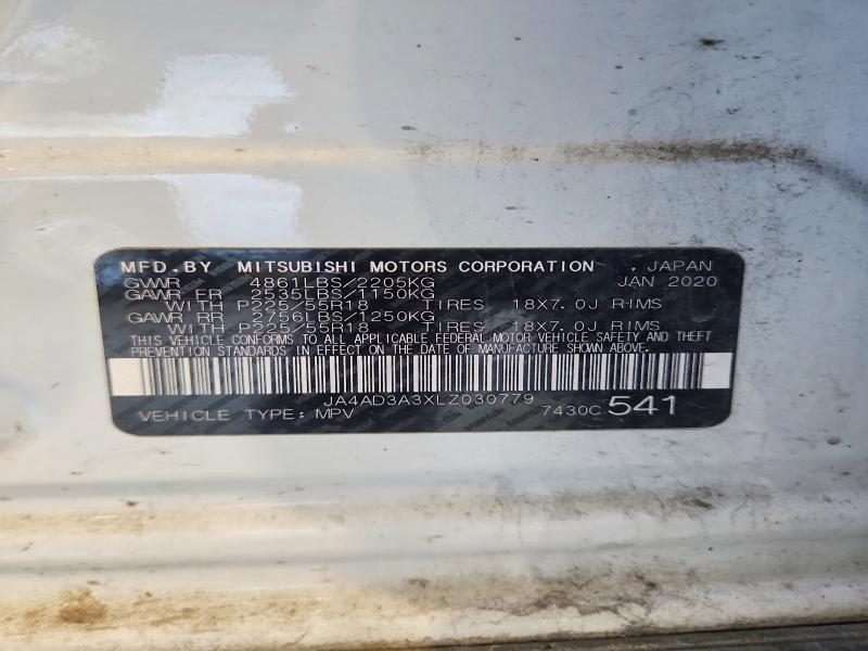 2020 Mitsubishi Outlander მანქანა იყიდება აუქციონზე, vin: JA4AD3A3XLZ030779, აუქციონის ნომერი: 57068646