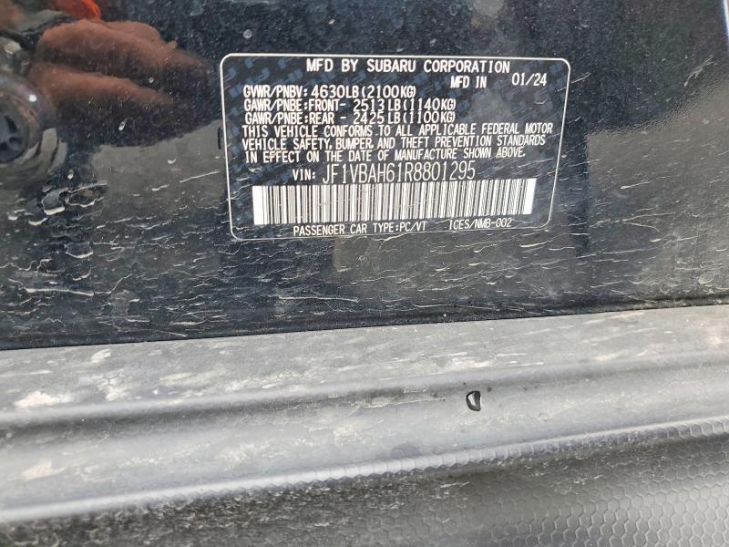 58951766 :رقم المزاد ، JF1VBAH61R8801295 vin ، 2024 Subaru Wrx مزاد بيع