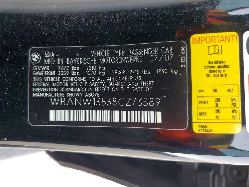Продажа на аукционе авто 2008 Bmw 535, vin: WBANW13538CZ73589, номер лота: 55766186