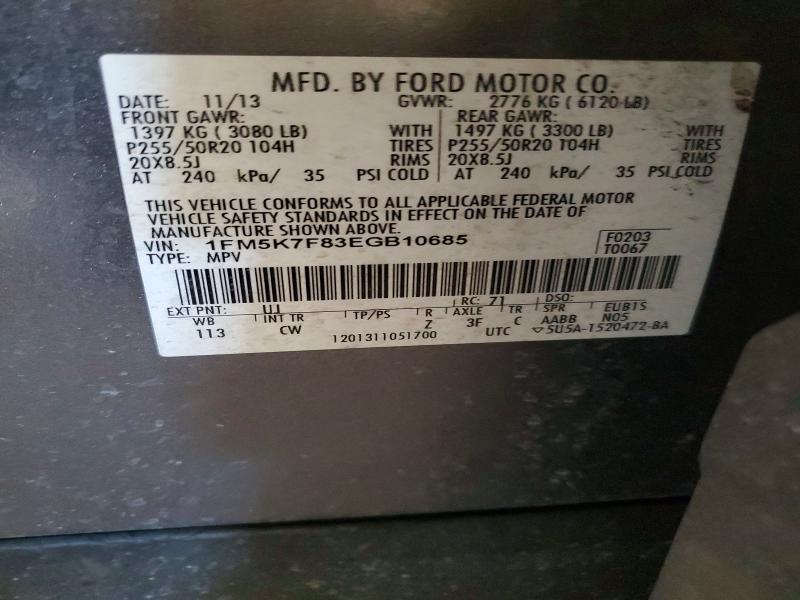 Aukcja sprzedaży 2014 Ford Explorer, vin: 1FM5K7F83EGB10685, numer aukcji: 55570906