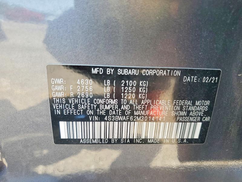 56686506 :رقم المزاد ، 4S3BWAF62M3014141 vin ، 2021 Subaru Legacy مزاد بيع