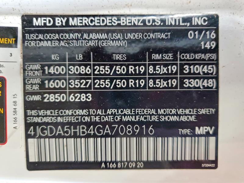 Продажа на аукционе авто 2016 Mercedes-benz Gle, vin: 4JGDA5HB4GA708916, номер лота: 57944526