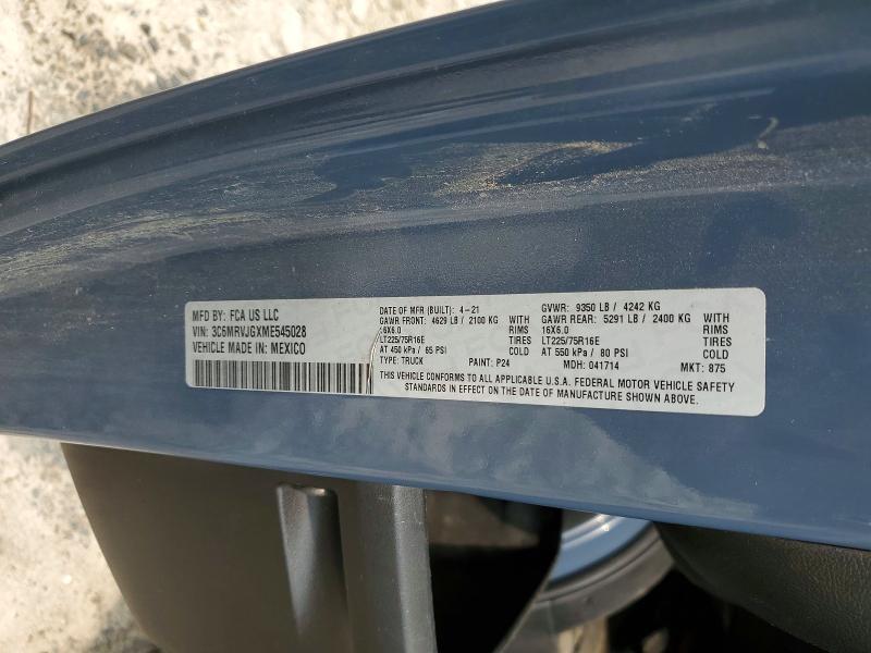 2021 Ram Promaster 3500 მანქანა იყიდება აუქციონზე, vin: 3C6MRVJGXME545028, აუქციონის ნომერი: 57853166