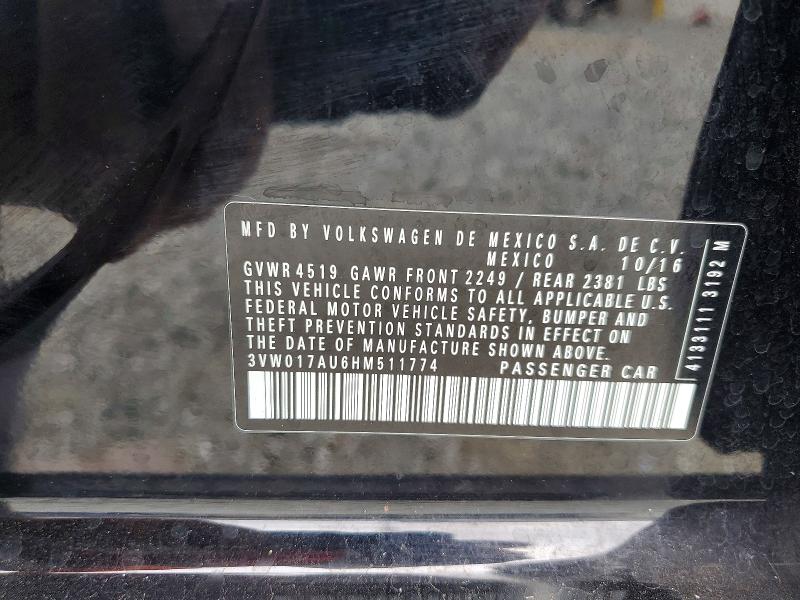 Aukcja sprzedaży 2017 Volkswagen Golf Sportwagen, vin: 3VW017AU6HM511774, numer aukcji: 56792026