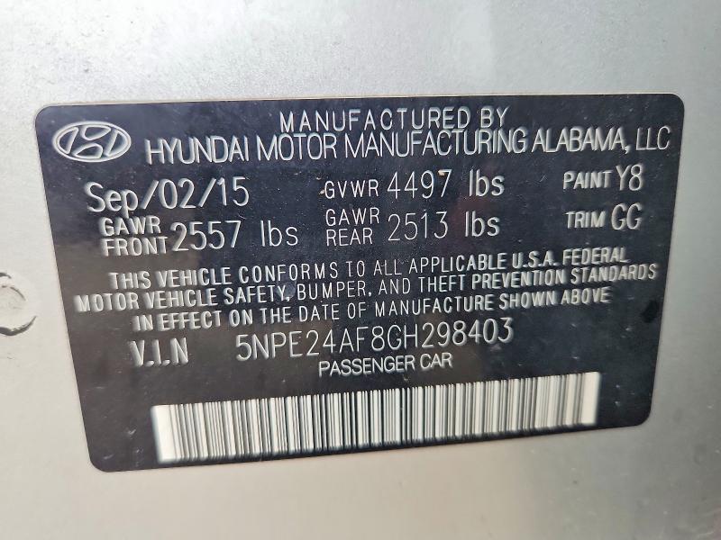 Продаж на аукціоні авто 2016 Hyundai Sonata, vin: 5NPE24AF8GH298403, номер лоту: 56108836