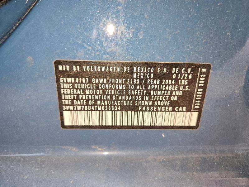 2026 Volkswagen Jetta მანქანა იყიდება აუქციონზე, vin: 3VW7W7BU4TM036634, აუქციონის ნომერი: 59000576