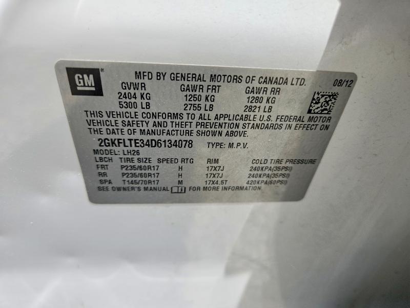 Продаж на аукціоні авто 2013 Gmc Terrain, vin: 2GKFLTE34D6134078, номер лоту: 56189396