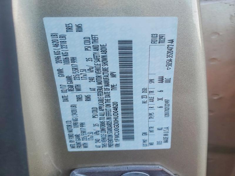 2017 Ford Escape მანქანა იყიდება აუქციონზე, vin: 1FMCU0GD0HUD04620, აუქციონის ნომერი: 58920326
