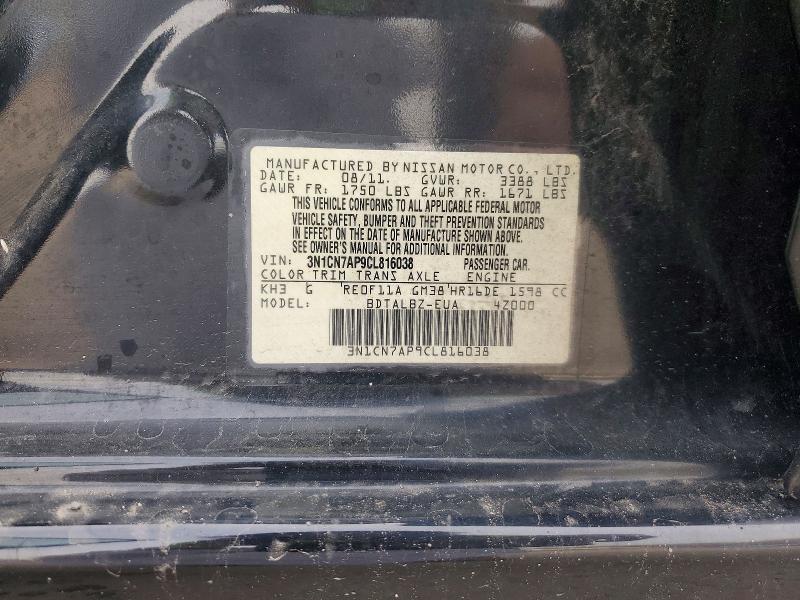 Продажа на аукционе авто 2012 Nissan Versa, vin: 3N1CN7AP9CL816038, номер лота: 59141546