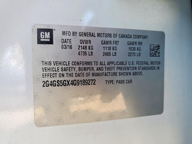 Aukcja sprzedaży 2016 Buick Regal, vin: 2G4GS5GX4G9189272, numer aukcji: 58297016