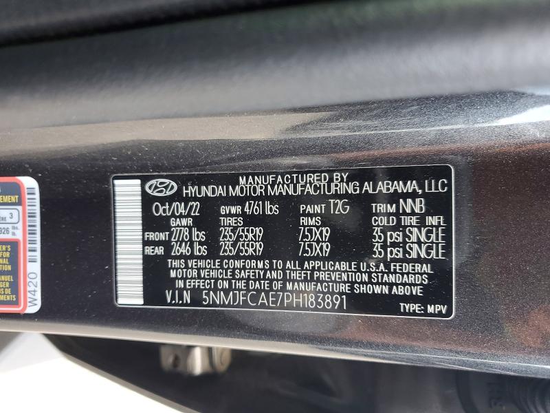 55840396 :رقم المزاد ، 5NMJFCAE7PH183891 vin ، 2023 Hyundai Tucson مزاد بيع