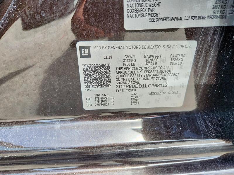 Aukcja sprzedaży 2020 Gmc Sierra, vin: 3GTP8DED1LG168112, numer aukcji: 57675976
