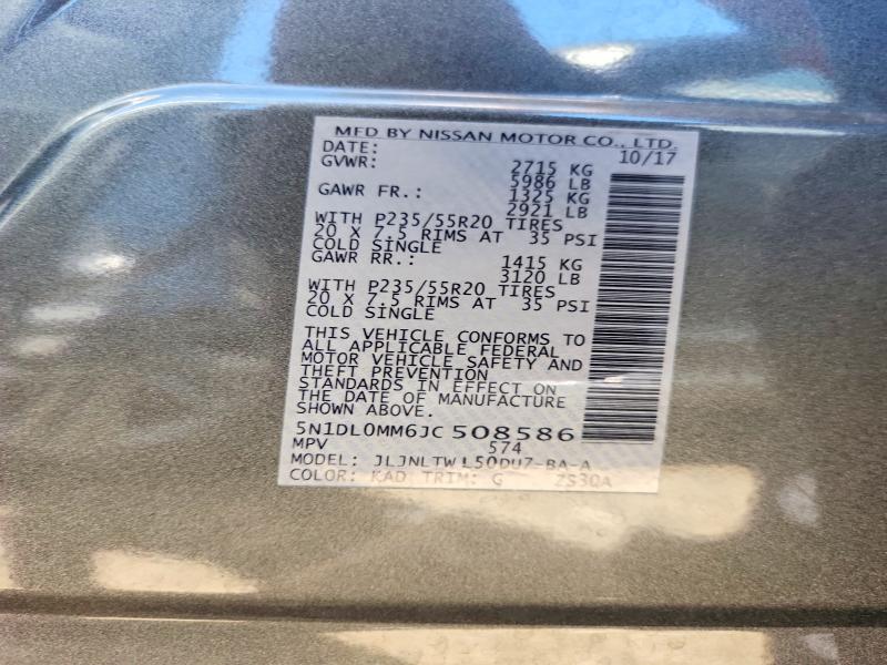 Aukcja sprzedaży 2018 Infiniti Qx60, vin: 5N1DL0MM6JC508586, numer aukcji: 57021176