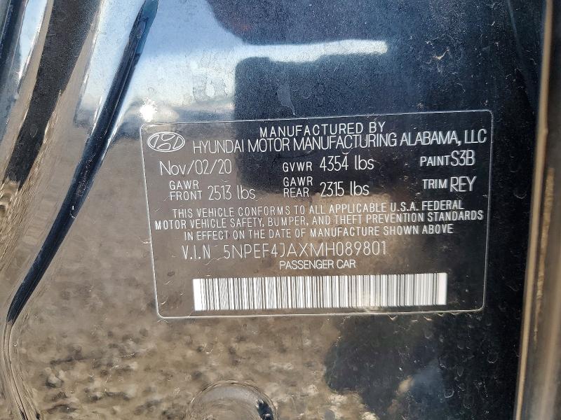 57066096 :رقم المزاد ، 5NPEF4JAXMH089801 vin ، 2021 Hyundai Sonata مزاد بيع