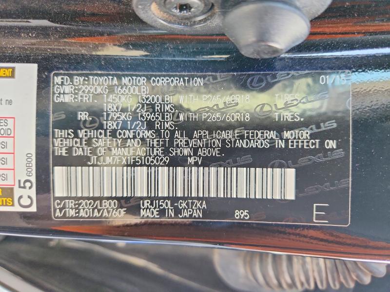 Aukcja sprzedaży 2015 Lexus Gx, vin: JTJJM7FX1F5105029, numer aukcji: 58780816