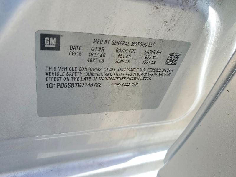 2016 Chevrolet Cruze Limited მანქანა იყიდება აუქციონზე, vin: 1G1PD5SB7G7148722, აუქციონის ნომერი: 56237386