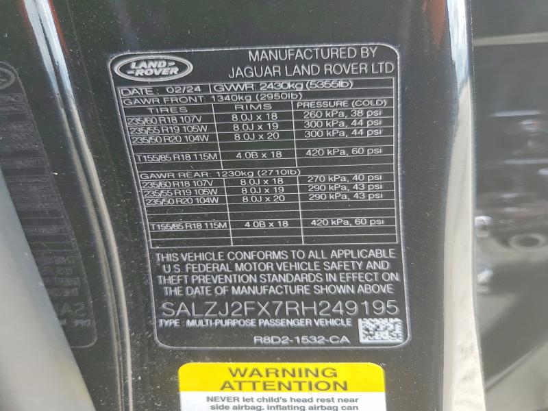 Продаж на аукціоні авто 2024 Land Rover Range Rover Evoque, vin: SALZJ2FX7RH249195, номер лоту: 56343636