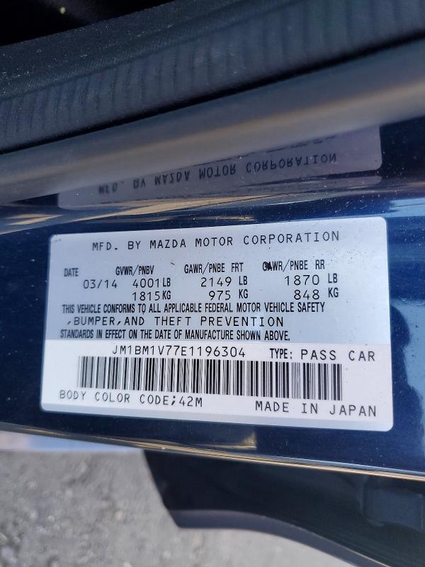 Продаж на аукціоні авто 2014 Mazda 3, vin: JM1BM1V77E1196304, номер лоту: 57168386