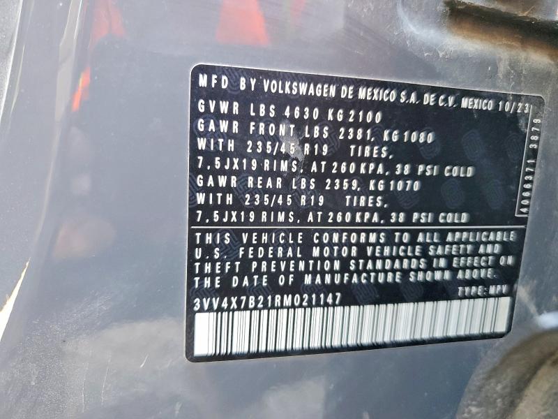 Aukcja sprzedaży 2024 Volkswagen Taos, vin: 3VV4X7B21RM021147, numer aukcji: 57717476