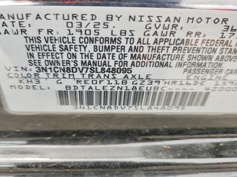 58223656 :رقم المزاد ، 3N1CN8DV7SL848095 vin ، 2025 Nissan Versa مزاد بيع