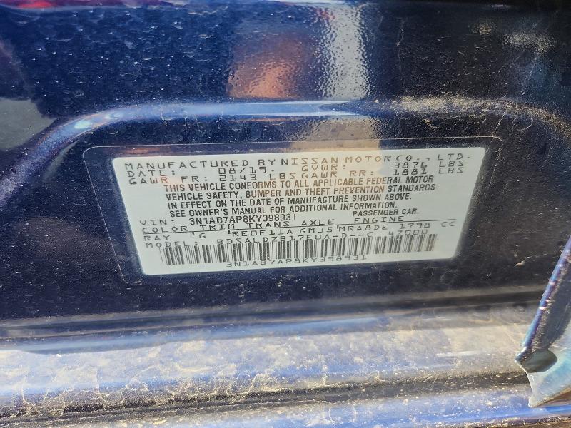 Aukcja sprzedaży 2019 Nissan Sentra, vin: 3N1AB7AP8KY398931, numer aukcji: 56790056