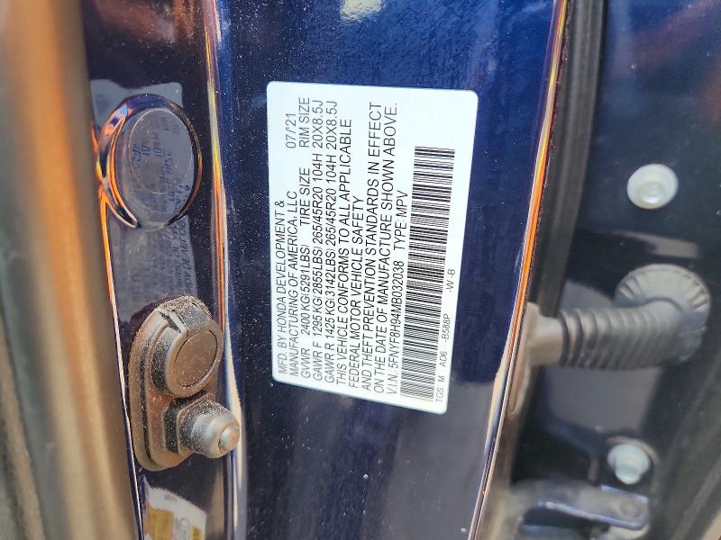 55698946 :رقم المزاد ، 5FNYF8H94MB032038 vin ، 2021 Honda Passport مزاد بيع