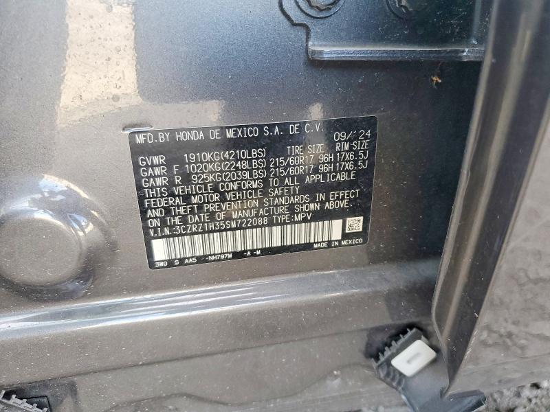 2025 Honda Hr-v მანქანა იყიდება აუქციონზე, vin: 3CZRZ1H35SM722088, აუქციონის ნომერი: 59255326