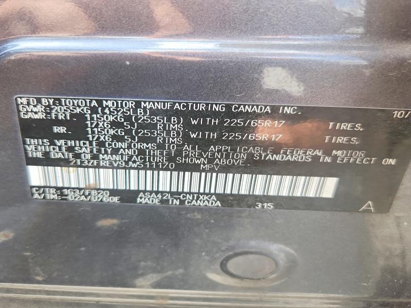 Продажа на аукционе авто 2018 Toyota Rav4, vin: 2T3ZFREV9JW511170, номер лота: 57682596