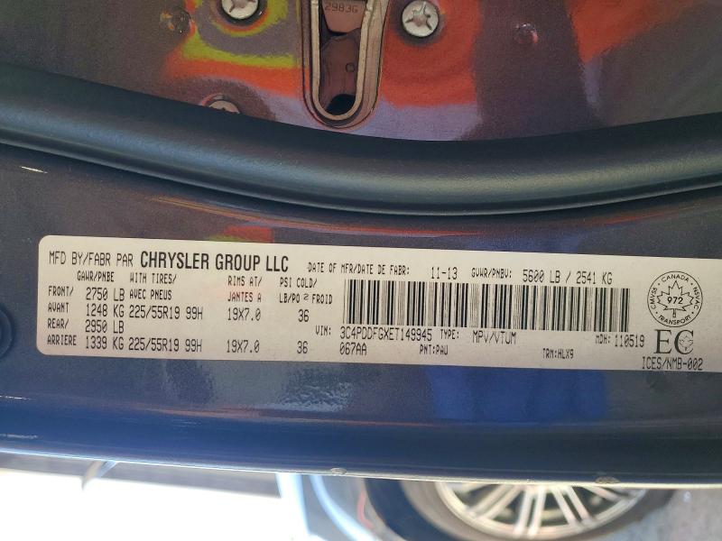 2014 Dodge Journey მანქანა იყიდება აუქციონზე, vin: 3C4PDDFGXET149945, აუქციონის ნომერი: 57119756