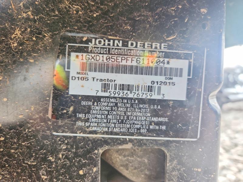 2020 John Deer Industrial Equipment მანქანა იყიდება აუქციონზე, vin: 1GXD105EPFF611004, აუქციონის ნომერი: 58893476