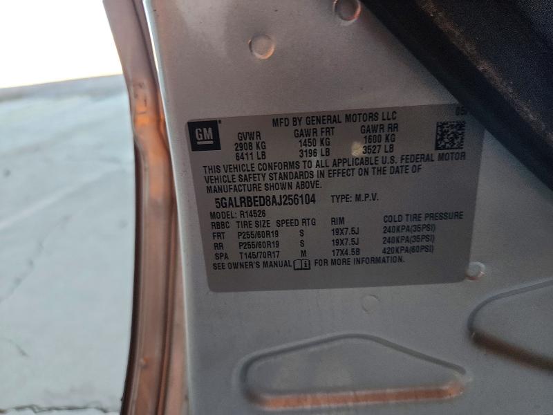 2010 Buick Enclave მანქანა იყიდება აუქციონზე, vin: 5GALRBED8AJ256104, აუქციონის ნომერი: 58980866