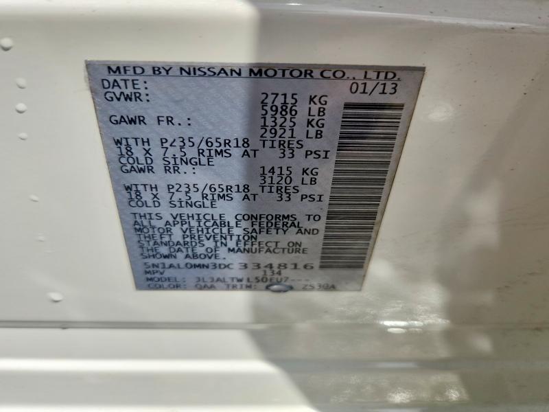 Продажа на аукционе авто 2013 Infiniti Jx35, vin: 5N1AL0MN3DC334816, номер лота: 56280526