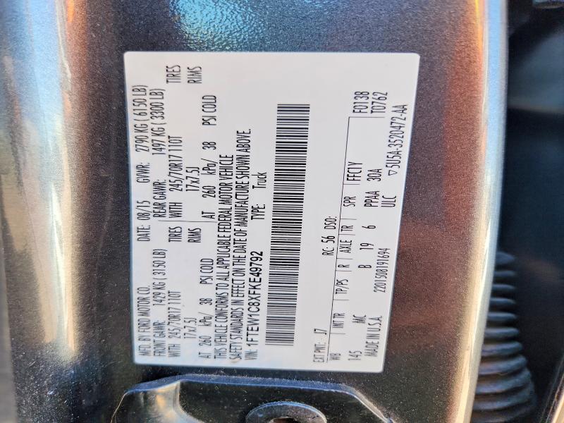 Aukcja sprzedaży 2015 Ford F150, vin: 1FTEW1C8XFKE49792, numer aukcji: 56621256