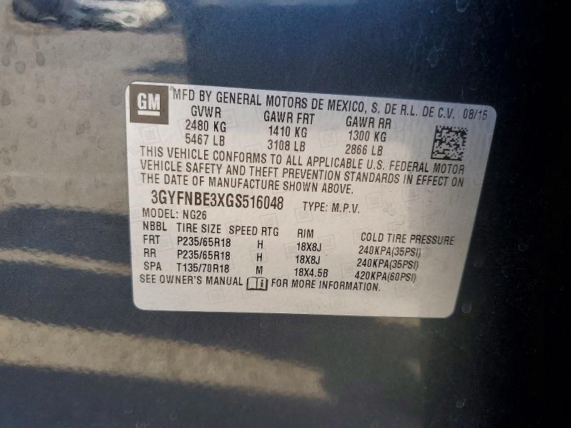 2016 Cadillac Srx მანქანა იყიდება აუქციონზე, vin: 3GYFNBE3XGS516048, აუქციონის ნომერი: 58453646