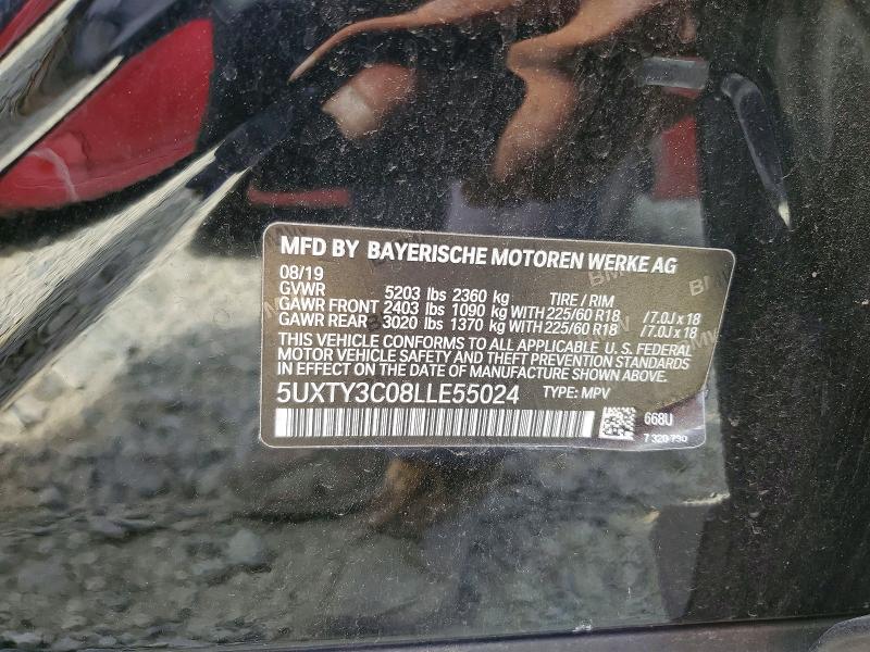 2020 Bmw X3 მანქანა იყიდება აუქციონზე, vin: 5UXTY3C08LLE55024, აუქციონის ნომერი: 58055266