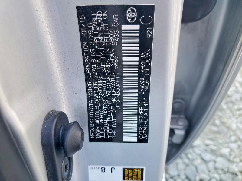 Auction sale of the 2015 Toyota Prius, vin: JTDKN3DU4F1917597, lot number: 58814286
