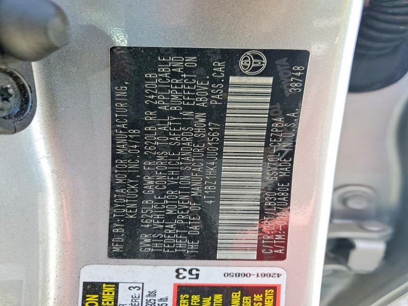 55522206 :رقم المزاد ، 4T1BZ1HK4JU015617 vin ، 2018 Toyota Camry مزاد بيع