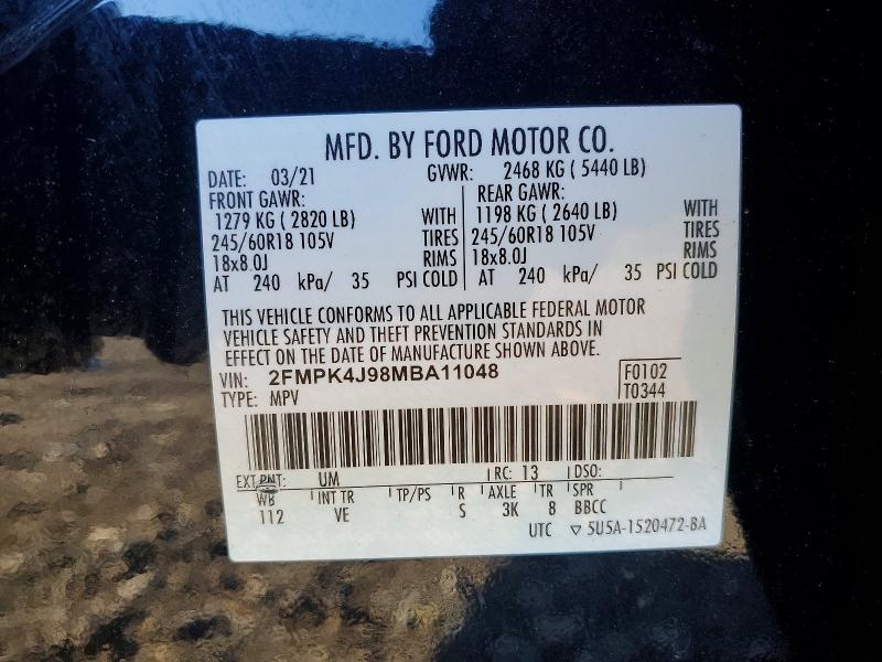 Продажа на аукционе авто 2021 Ford Edge, vin: 2FMPK4J98MBA11048, номер лота: 57077356