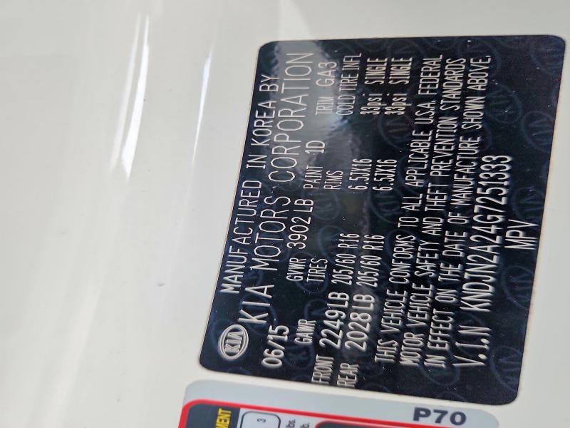 2016 Kia Soul მანქანა იყიდება აუქციონზე, vin: KNDJN2A24G7251333, აუქციონის ნომერი: 58067146
