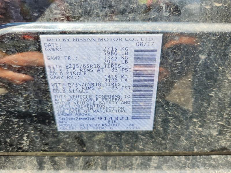 Aukcja sprzedaży 2017 Nissan Pathfinder, vin: 5N1DR2MM0HC914321, numer aukcji: 55776366