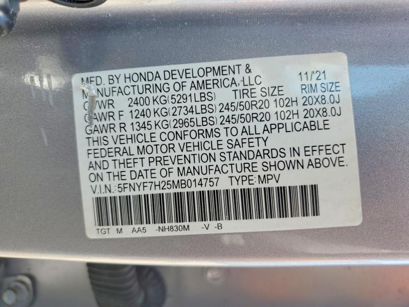 Продаж на аукціоні авто 2021 Honda Passport, vin: 5FNYF7H25MB014757, номер лоту: 56871266