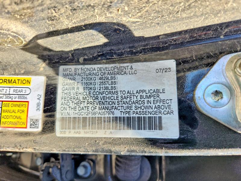 57361576 :رقم المزاد ، 1HGCY2F58PA057976 vin ، 2023 Honda Accord مزاد بيع