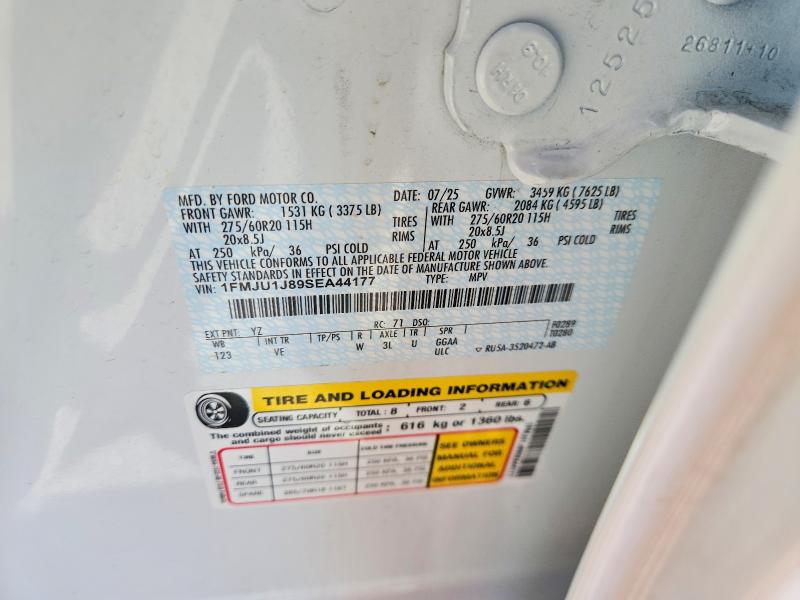 2025 Ford Expedition მანქანა იყიდება აუქციონზე, vin: 1FMJU1J89SEA44177, აუქციონის ნომერი: 56235146
